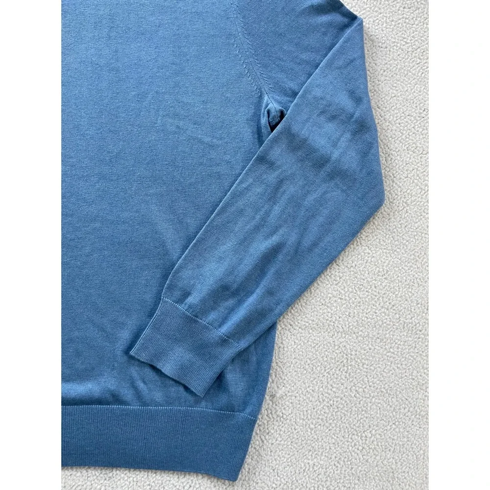 Banana Republic Men Medium Sweater Blue Silk Cotton Cashmere V-Neck Luxury Blend